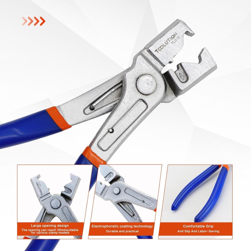TOOLITIN 3-Pcs Auto Electrical Disconnect & Snap-Ring Plier Kit – 8" Straight + Hose Clamp Pliers + Fuel Line Removal Tool, Connector & Circlip Removal Tool for Cars with Storage Box - Image 3
